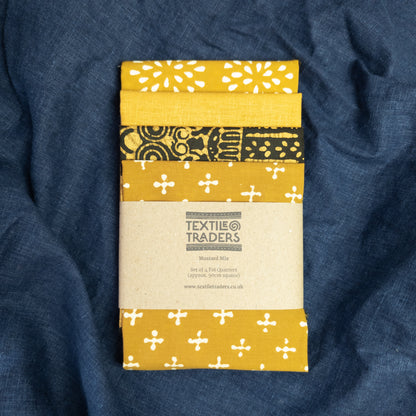 Mustard Yellow Fat Quarters - 4 pieces | Fat Quarter Bundle