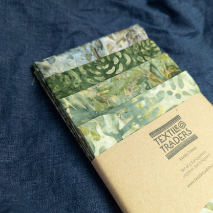 Earthy Batik Fat Quarters - 4 pieces | Quilting Fabric from Around the World
