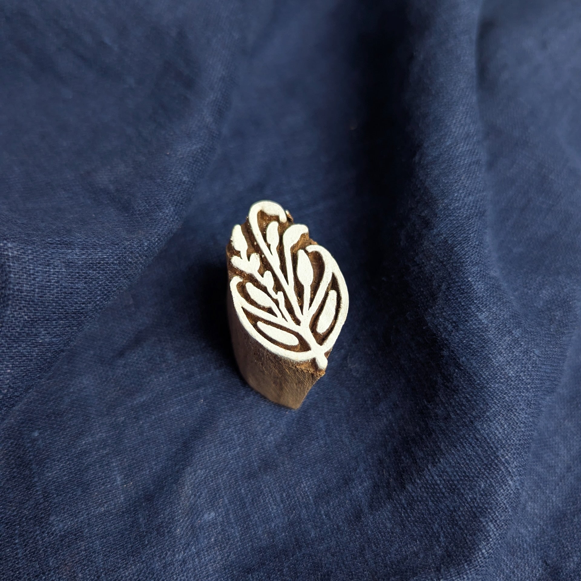 Indian printing block with botanical design