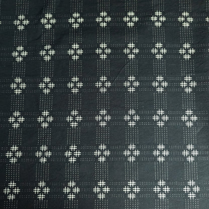 Sashiko Cotton Fabric – Black Cross Stitch Japanese Embroidered Fabric | 110cm Wide - Textile Traders
