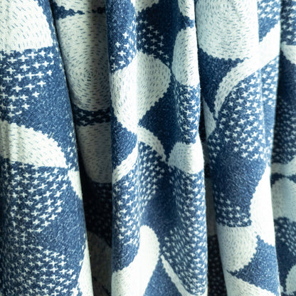Moon Print Fabric | Stonewash Indigo Cotton | 112cm Wide - Textile Traders