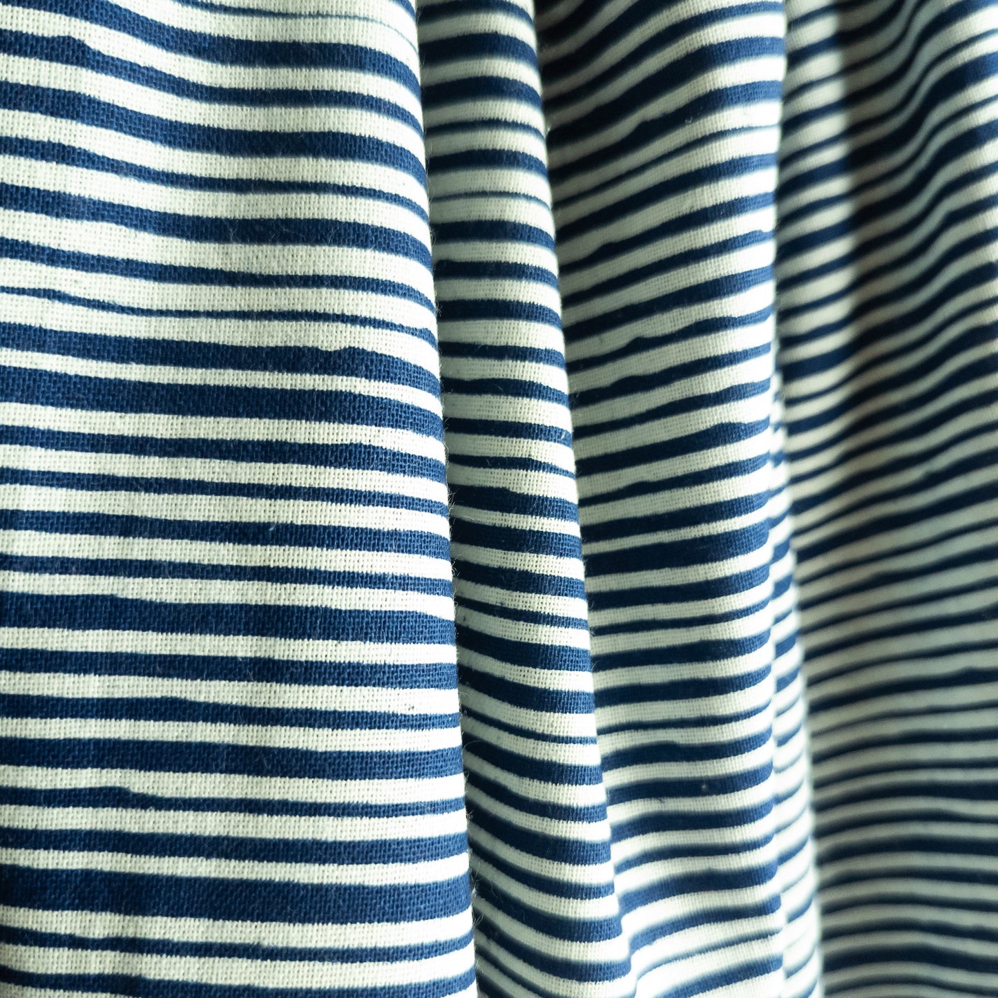 Striped Indigo Cotton | Fabric by the Metre | 114cm Wide - Textile Traders