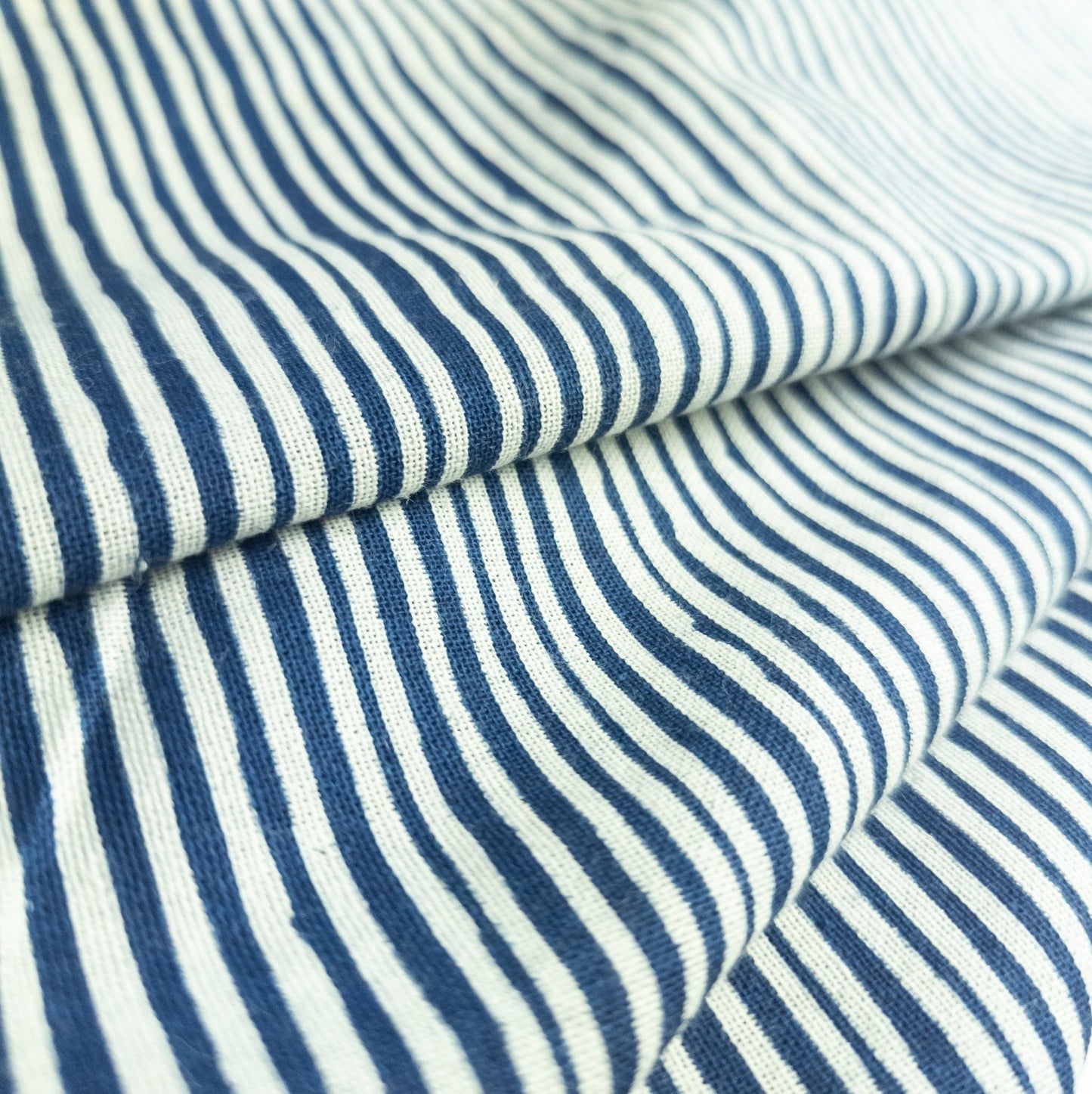 Striped Indigo Cotton | Fabric by the Metre | 114cm Wide - Textile Traders