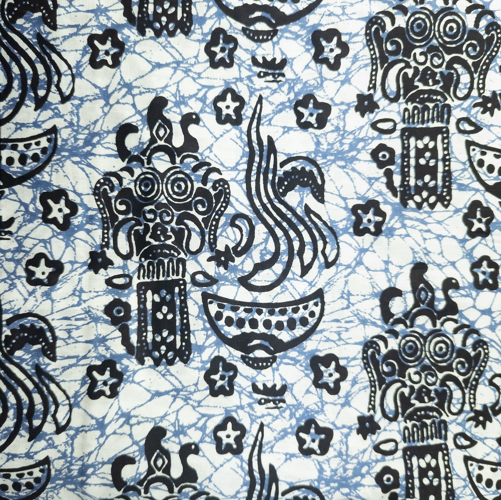 Blue and white cotton batik sarong from Bali