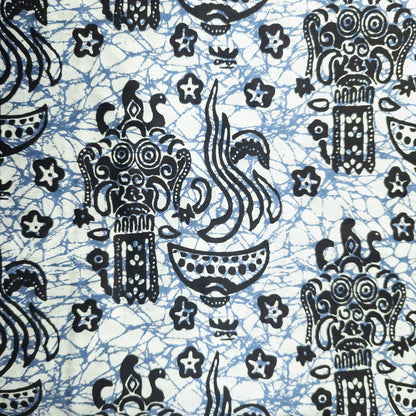 Blue and white cotton batik sarong from Bali