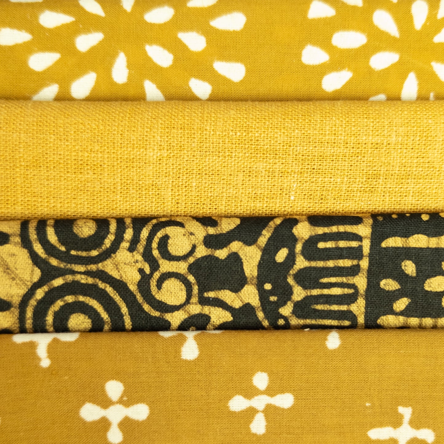 Mustard Yellow Fat Quarters - 4 pieces | Fat Quarter Bundle