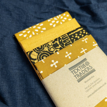 Mustard Yellow Fat Quarters - 4 pieces | Fat Quarter Bundle