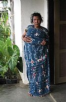Photo of our Mama Katerina's ceremonial indigo ikat