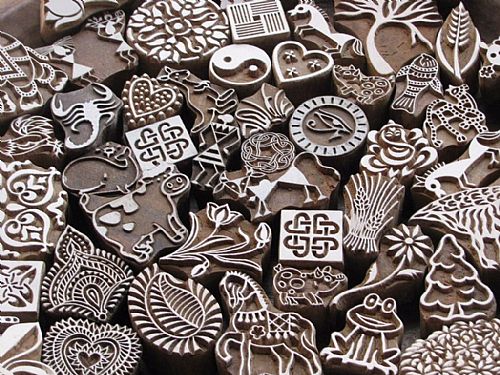Asian Hobby Crafts Baren Handcarved Wooden Blocks for Stamping Wall Painting: Set of 10pcs Design C Scrapbooking Block Printing on Textiles Pottery Crafts,Henna