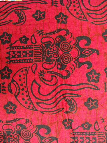 Photo of our Bali batik sarong scarlet red