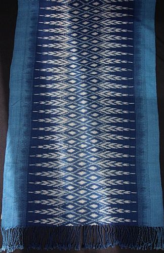 Photo of our Indigo woven shawl 2
