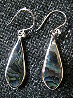 Photo of our Paua shell and silver teardrop earrings