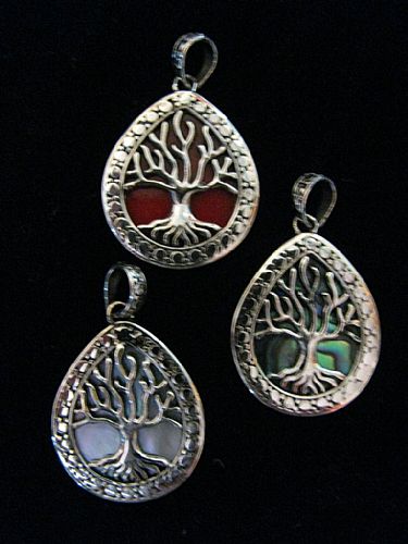 Photo of our Teardrop Tree of Life silver pendant