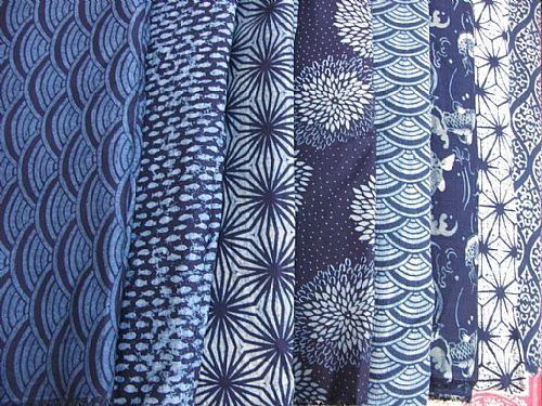 Photo of our Indigo Fabric - Swirling Leaves Print