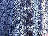 Indigo Fabric - Swirling Leaves Print