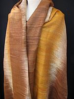 Photo 2 of our Silk ikat shawl - shades of gold and caramel