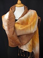 Photo 3 of our Silk ikat shawl - shades of gold and caramel