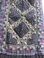 Black H'mong embroidered fringed sash