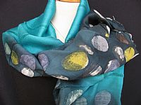 Photo 2 of our Silk cotton mix batik scarf - Turquoise