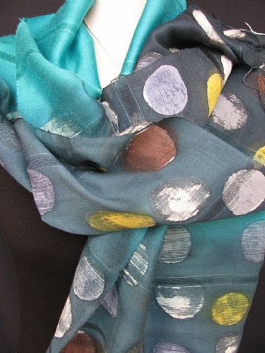 Photo of our Silk cotton mix batik scarf - Turquoise