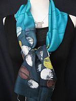 Photo 8 of our Silk cotton mix batik scarf - Turquoise