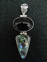 Photo 2 of our Silver pendant with onyx and paua shell