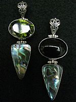 Photo 3 of our Silver pendant with onyx and paua shell