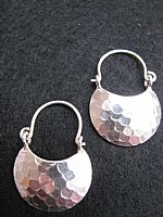 Beaten basket silver earrings