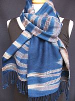 Photo 2 of our Indigo and rosewood handwoven scarf