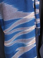 Photo 3 of our Indigo and rosewood handwoven scarf