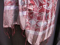 Photo 4 of our Batik Silk Scarf - Burgundy and Blue