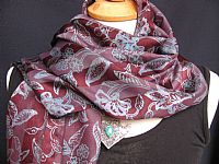 Photo 2 of our Batik Silk Scarf - Burgundy and Blue