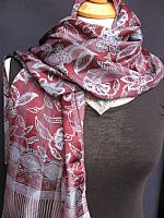 Photo 1 of our Batik Silk Scarf - Burgundy and Blue