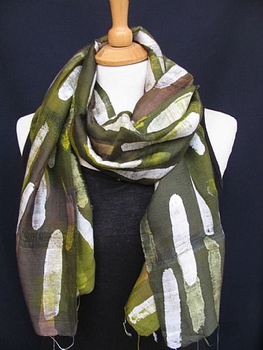 Photo of our Silk cotton mix batik scarf - Lime