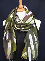 Photo 1 of our Silk cotton mix batik scarf - Lime