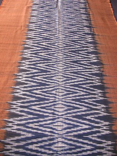 Photo of our Indigo and deep terracotta ikat