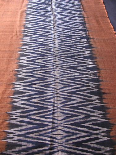 Photo of our Indigo and deep terracotta ikat