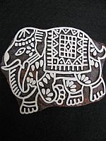 Embroidered elephant printing block