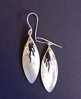 Flame design shell and silver earrings