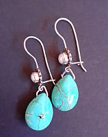 Turquoise drops with pearl and silver