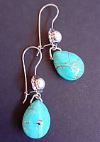 Photo 2 of our Turquoise drops with pearl and silver