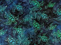 Cotton Batik Fabric - Swimming Turtles