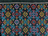 Dark Bottle Green and Turquoise ikat fabric